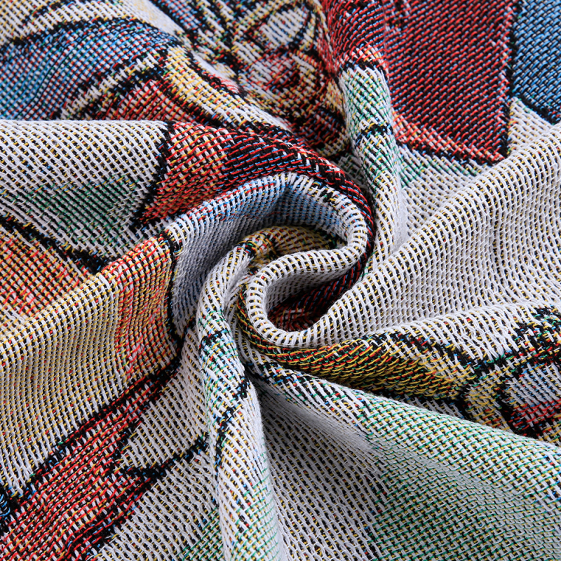 Deka u anime stilu s resicama, pletena, prilagodljiva slika, Silver Frost, poliester-pamuk smjesa, 1000–1499 g, cartoon uzorak