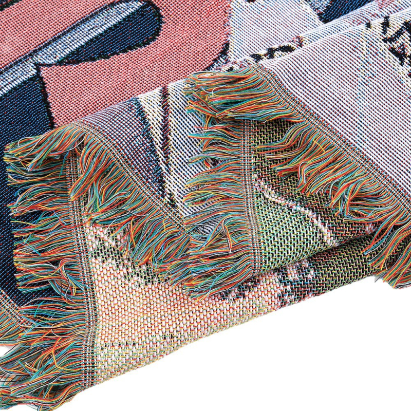 Deka u anime stilu s resicama, pletena, prilagodljiva slika, Silver Frost, poliester-pamuk smjesa, 1000–1499 g, cartoon uzorak