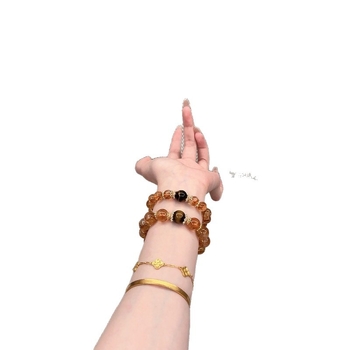 Narukvica - Ručno izrađena s krznenom zeca i kristalnim perlicama, geometrijski oblik, unisex, originalni dizajn