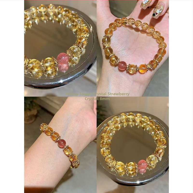 Narukvica - Ručno izrađena s krznenom zeca i kristalnim perlicama, geometrijski oblik, unisex, originalni dizajn