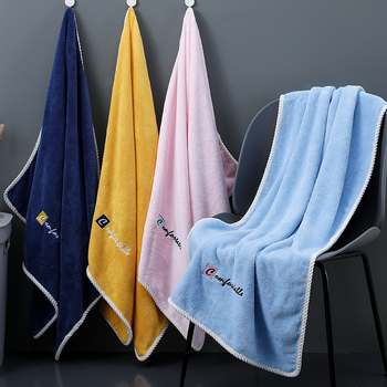 Double Girl Vezeni Debeli Koral Fleece Ručnik Za Kupanje, S Rubnim Šavom, Upijajući, Za Kućnu Upotrebu, 120–140 g, Prilagodljivo Obrađivanje