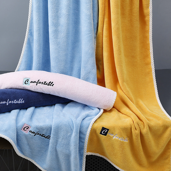 Double Girl Vezeni Debeli Koral Fleece Ručnik Za Kupanje, S Rubnim Šavom, Upijajući, Za Kućnu Upotrebu, 120–140 g, Prilagodljivo Obrađivanje