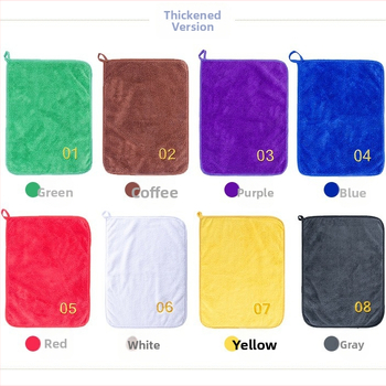 Konyhai menedzsment törölköző digitális számmal és színkódolt fogóval, 5S-kompatibilis, sűrített korall plüss; finom rost 95% poliészter; sima szövés hajtás; logónyomtatás; testreszabás