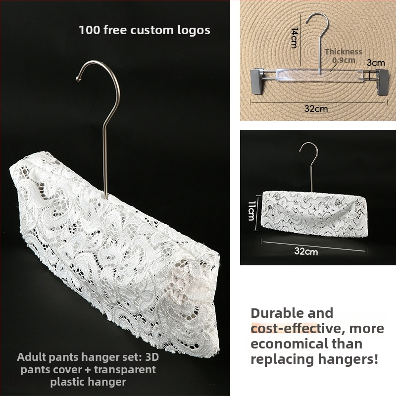 Riidepuu kate: libisemiskindel lina pitsiga puuvillakangas, 10 tk komplekt, sobib riidepuudele, pükste hoidmiseks ja kravattide hoidmiseks