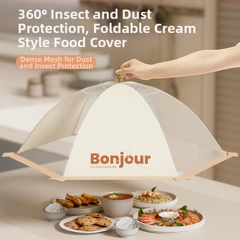 Sulankstomas tinklinis maisto dangtelis – likučiams atlikimams apsauga nuo dulkių ir musių, 2023 m. modelis, šiuolaikinis minimalistinis dizainas, daugiafunkcis