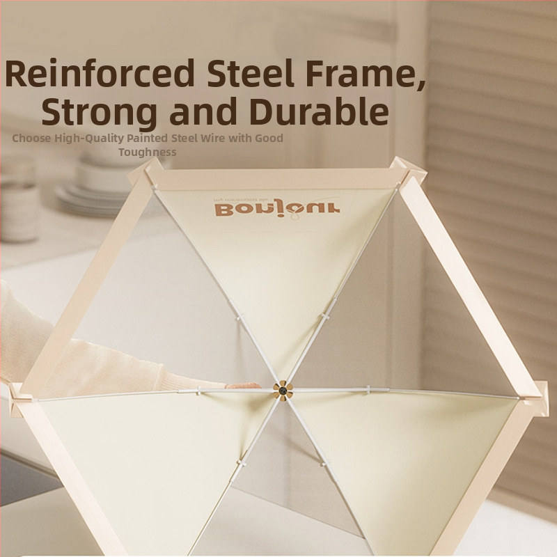 Sulankstomas tinklinis maisto dangtelis – likučiams atlikimams apsauga nuo dulkių ir musių, 2023 m. modelis, šiuolaikinis minimalistinis dizainas, daugiafunkcis