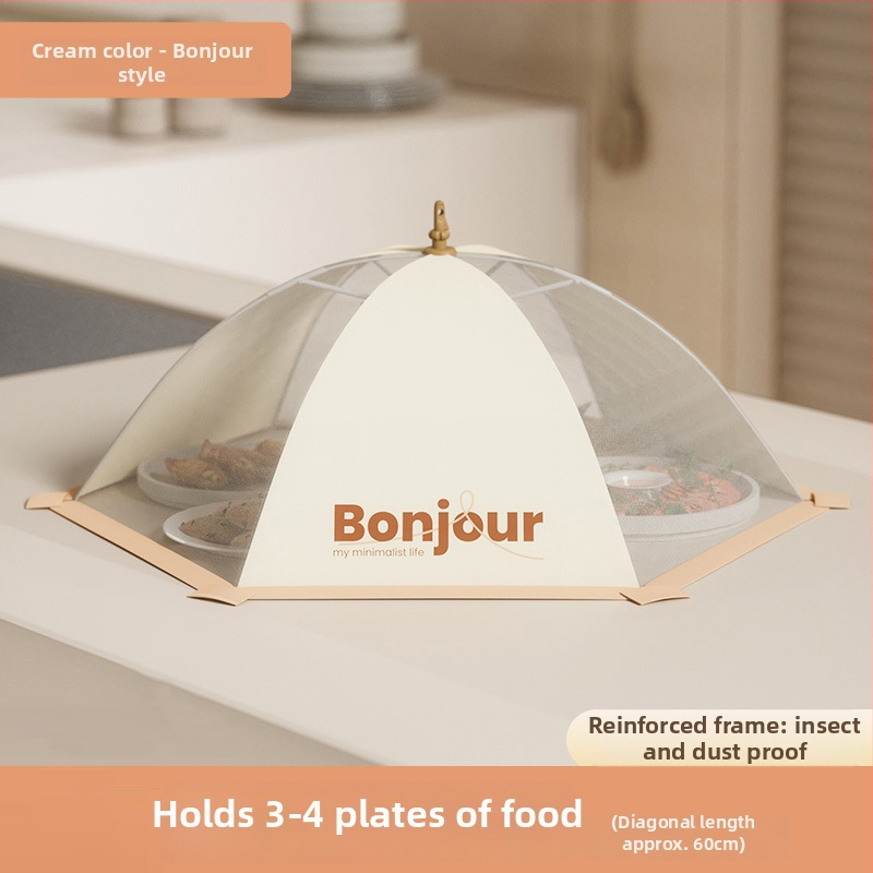 Sulankstomas tinklinis maisto dangtelis – likučiams atlikimams apsauga nuo dulkių ir musių, 2023 m. modelis, šiuolaikinis minimalistinis dizainas, daugiafunkcis