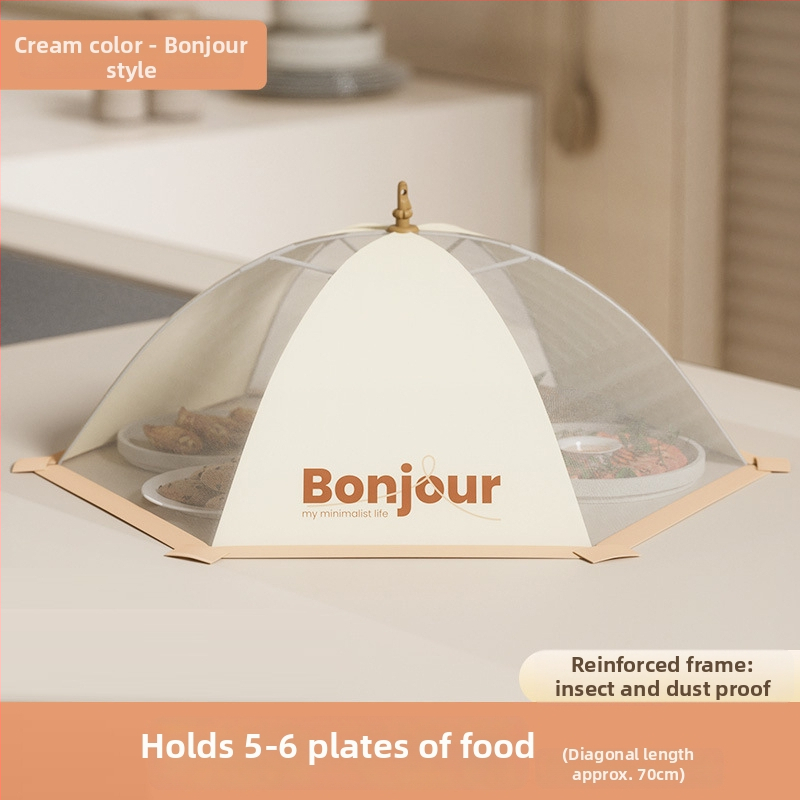 Sulankstomas tinklinis maisto dangtelis – likučiams atlikimams apsauga nuo dulkių ir musių, 2023 m. modelis, šiuolaikinis minimalistinis dizainas, daugiafunkcis