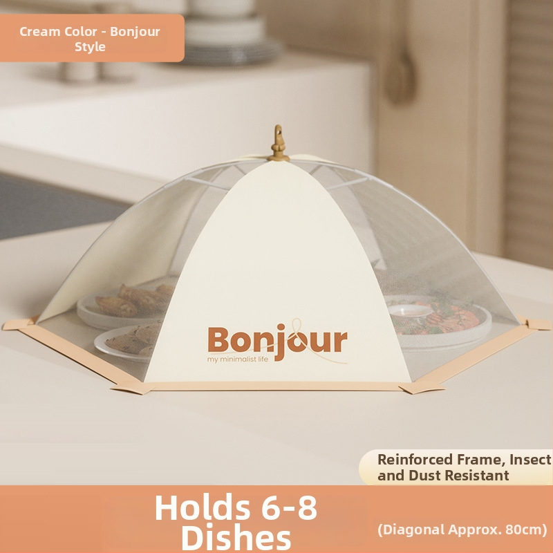 Sulankstomas tinklinis maisto dangtelis – likučiams atlikimams apsauga nuo dulkių ir musių, 2023 m. modelis, šiuolaikinis minimalistinis dizainas, daugiafunkcis