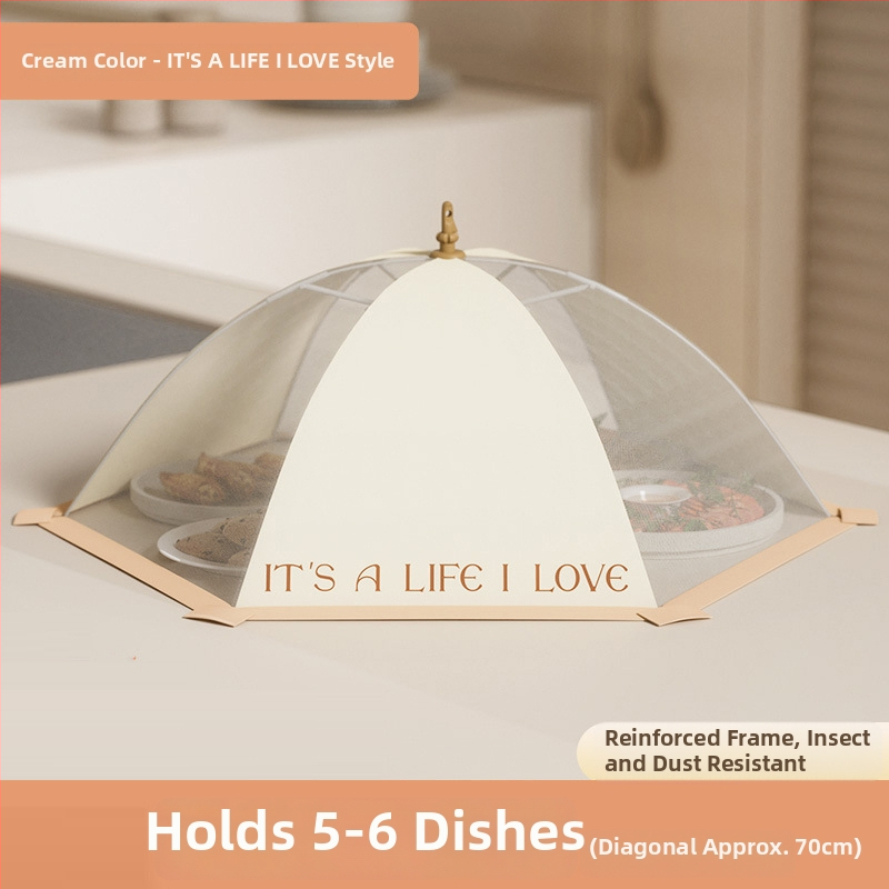 Sulankstomas tinklinis maisto dangtelis – likučiams atlikimams apsauga nuo dulkių ir musių, 2023 m. modelis, šiuolaikinis minimalistinis dizainas, daugiafunkcis