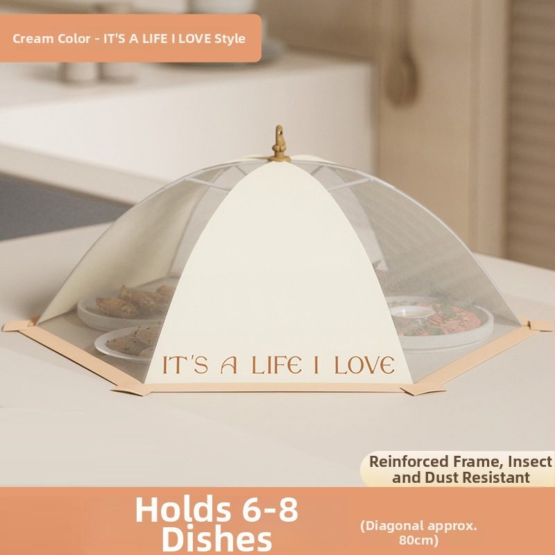 Sulankstomas tinklinis maisto dangtelis – likučiams atlikimams apsauga nuo dulkių ir musių, 2023 m. modelis, šiuolaikinis minimalistinis dizainas, daugiafunkcis