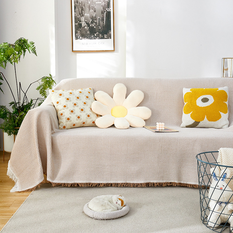 Presvlaka za trosjed, poliester, moderni minimalistički stil, potpuno prekrivanje, uzorci: jednobojni, houndstooth, kvadrat.