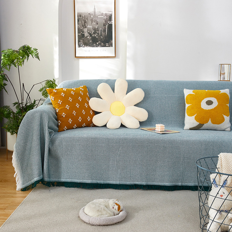 Presvlaka za trosjed, poliester, moderni minimalistički stil, potpuno prekrivanje, uzorci: jednobojni, houndstooth, kvadrat.