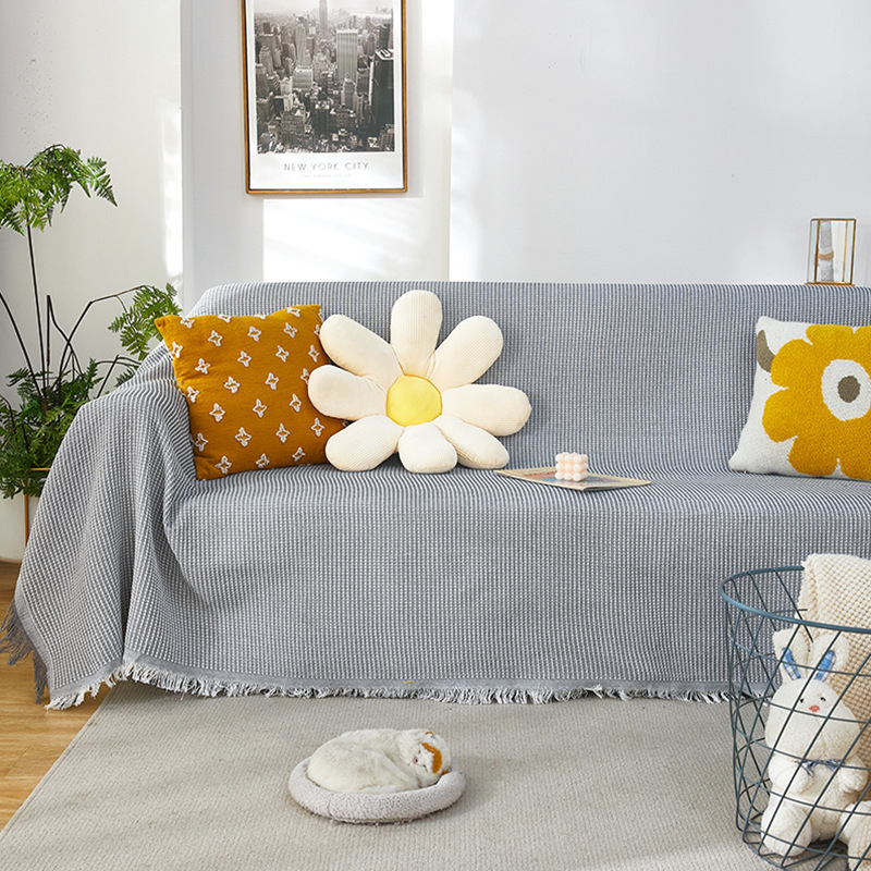 Presvlaka za trosjed, poliester, moderni minimalistički stil, potpuno prekrivanje, uzorci: jednobojni, houndstooth, kvadrat.