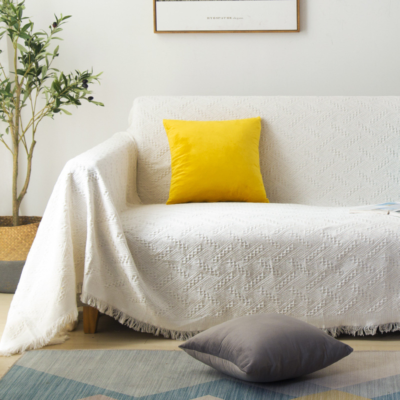 Presvlaka za trosjed, poliester, moderni minimalistički stil, potpuno prekrivanje, uzorci: jednobojni, houndstooth, kvadrat.