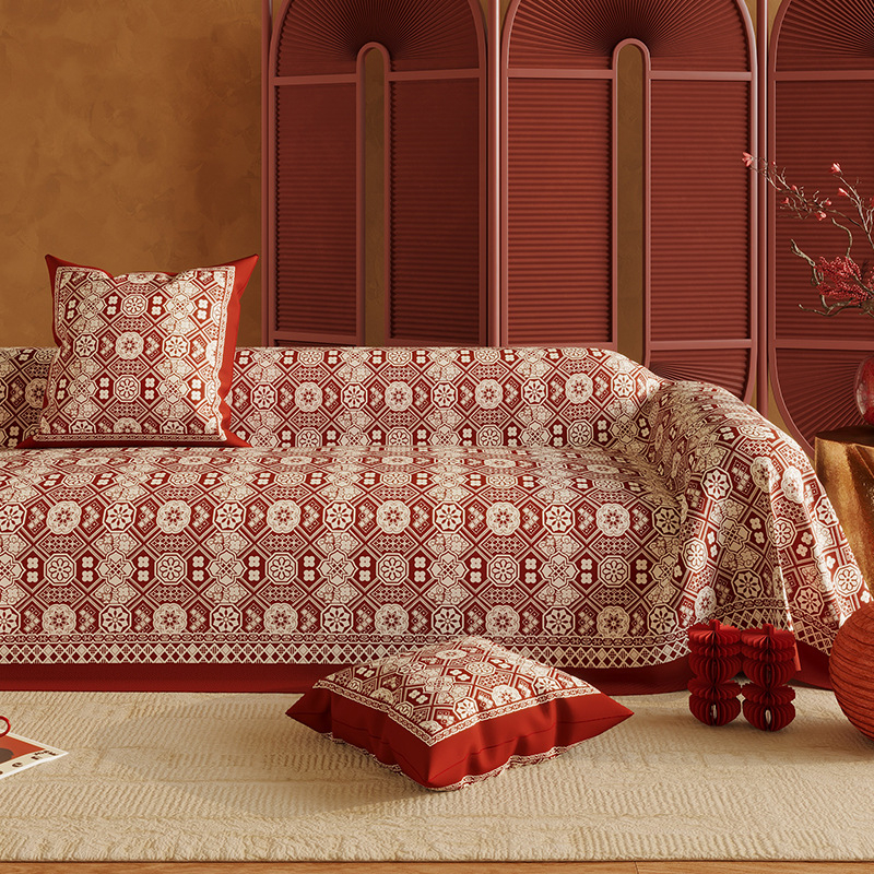 Navlaka za kauč za kombinirani kauč – Chenille, obrazac biljaka i cvijeća, vjenčani stil, mogućnost prilagodbe