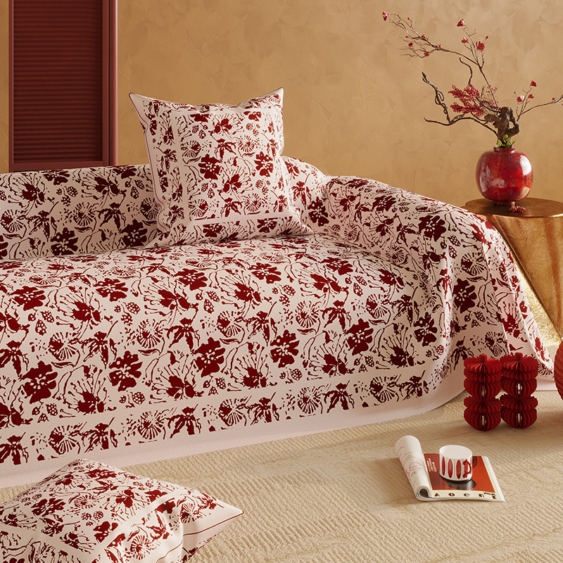 Navlaka za kauč za kombinirani kauč – Chenille, obrazac biljaka i cvijeća, vjenčani stil, mogućnost prilagodbe