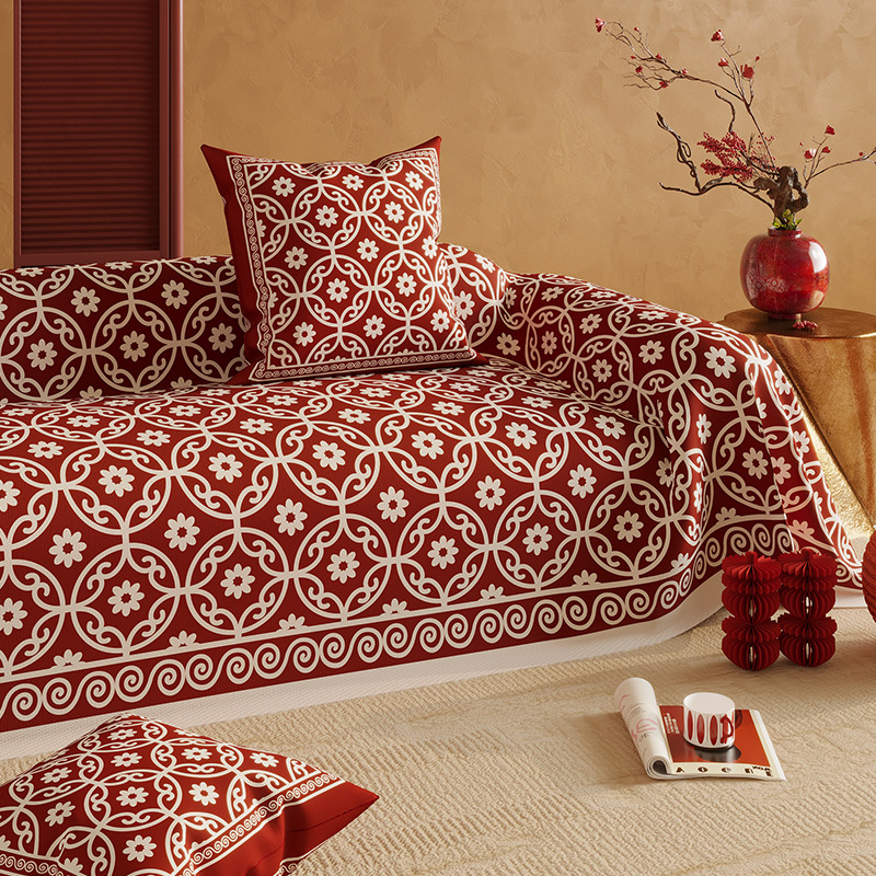 Navlaka za kauč za kombinirani kauč – Chenille, obrazac biljaka i cvijeća, vjenčani stil, mogućnost prilagodbe