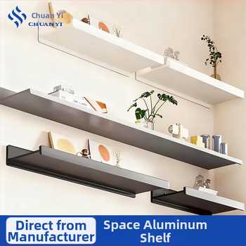 Falra szerelhető polc space alumíniumból, négyszögletes, 1 réteg, sütőfesték felület, fúrás nélküli szerelés