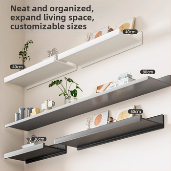 Falra szerelhető polc space alumíniumból, négyszögletes, 1 réteg, sütőfesték felület, fúrás nélküli szerelés