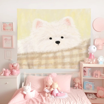 Гоблен за стена с мотив котка и куче, плюшена материя, 100% полиестер, машинно пране, готов продукт, подходящ за всекидневна, спалня и детска стая