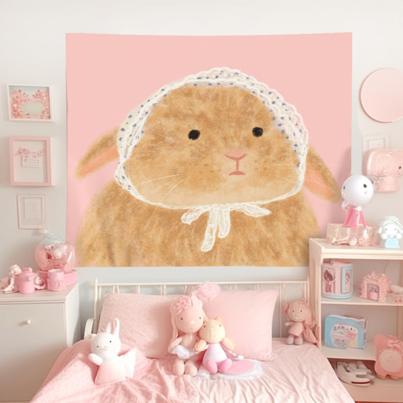 Гоблен за стена с мотив котка и куче, плюшена материя, 100% полиестер, машинно пране, готов продукт, подходящ за всекидневна, спалня и детска стая