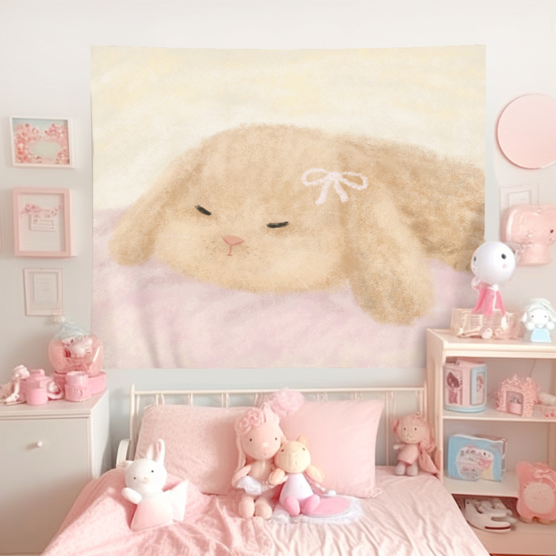 Гоблен за стена с мотив котка и куче, плюшена материя, 100% полиестер, машинно пране, готов продукт, подходящ за всекидневна, спалня и детска стая