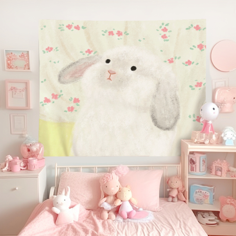 Гоблен за стена с мотив котка и куче, плюшена материя, 100% полиестер, машинно пране, готов продукт, подходящ за всекидневна, спалня и детска стая