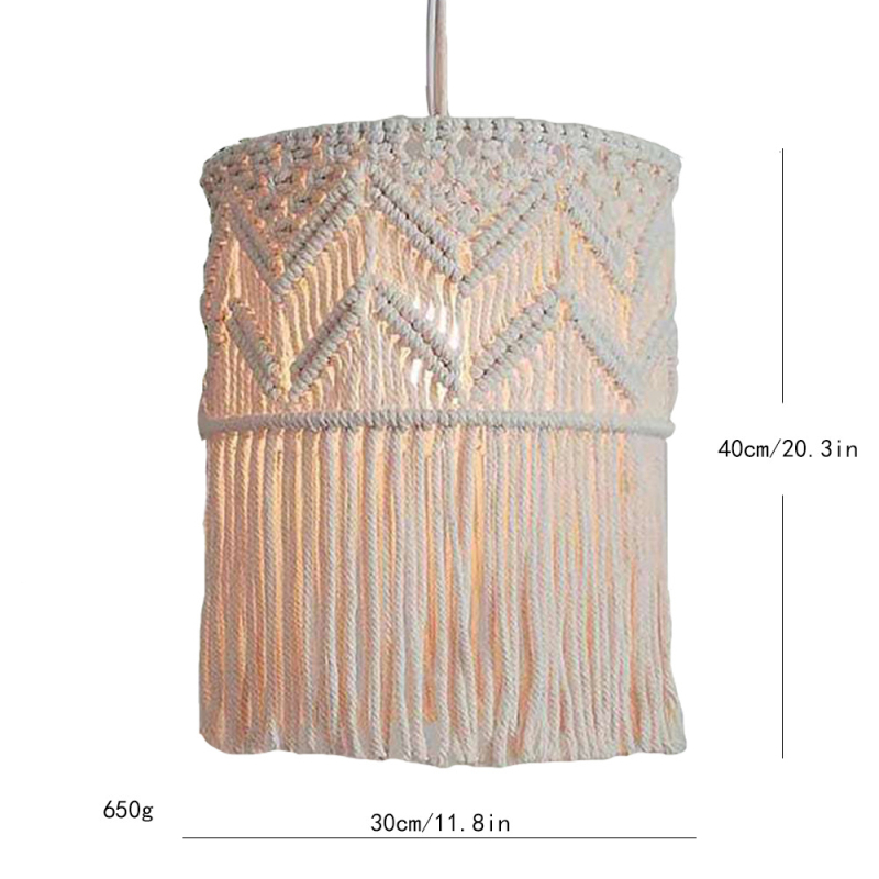Ръчно тъкан памучен въжен плафон за лампа, скандинавски стил, правоъгълна форма, висящ декоративен светлинен елемент