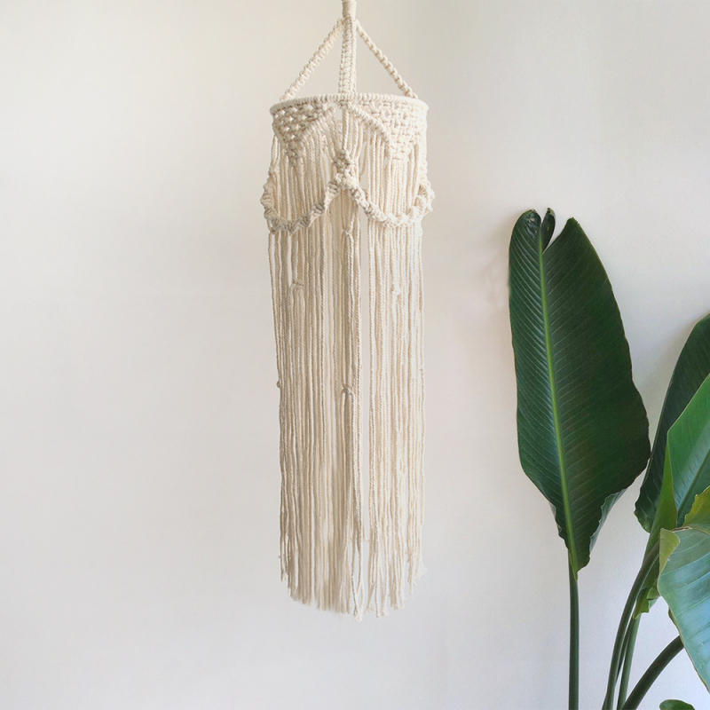 Ръчно тъкан памучен въжен плафон за лампа, скандинавски стил, правоъгълна форма, висящ декоративен светлинен елемент