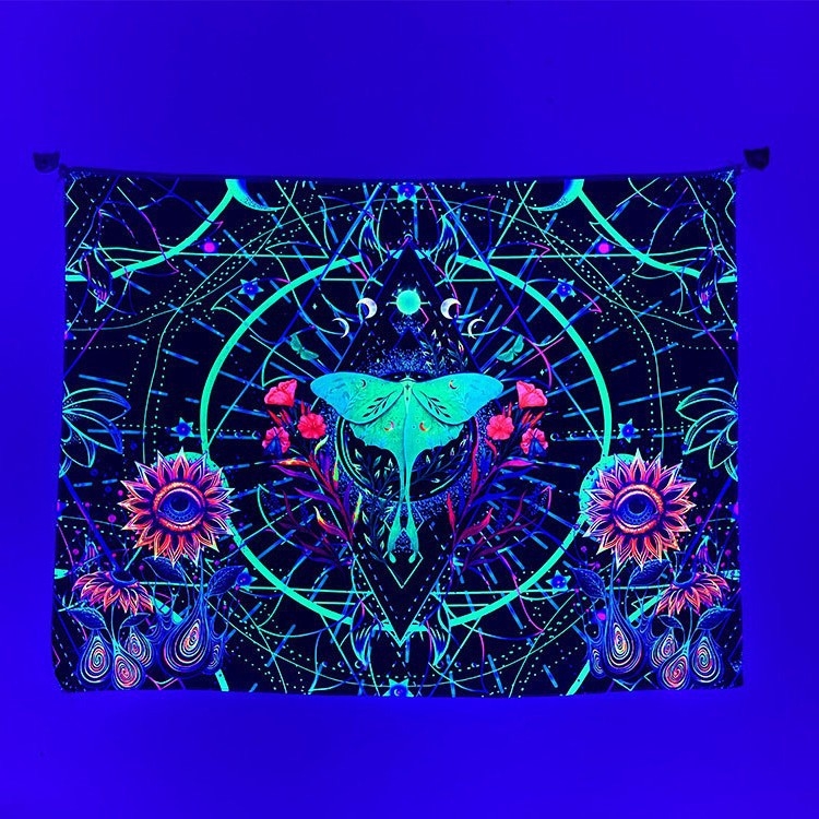 Стенно гоблен от полиестер, правоъгълна форма, модел листа, цифров термален печат, машинно пране