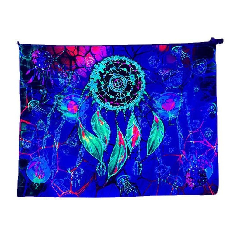 Стенно гоблен от полиестер, правоъгълна форма, модел листа, цифров термален печат, машинно пране