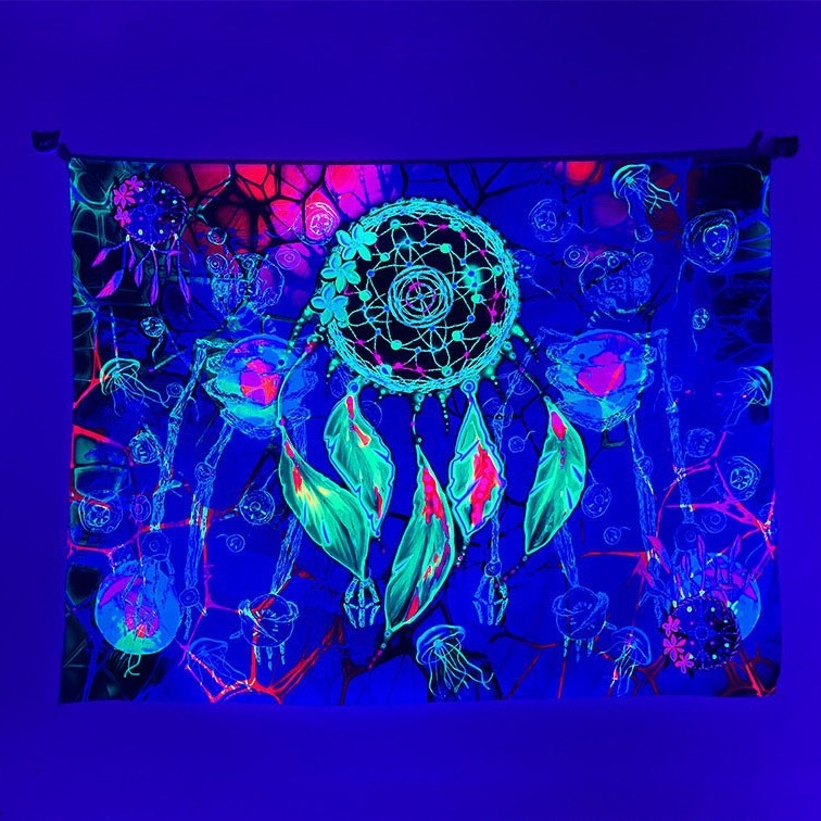 Стенно гоблен от полиестер, правоъгълна форма, модел листа, цифров термален печат, машинно пране