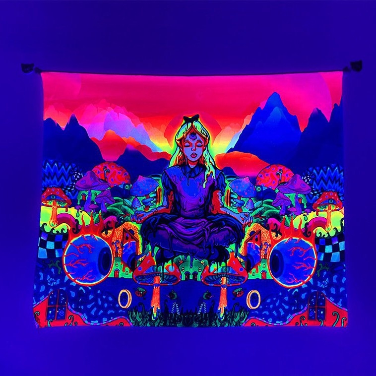 Стенно гоблен от полиестер, правоъгълна форма, модел листа, цифров термален печат, машинно пране