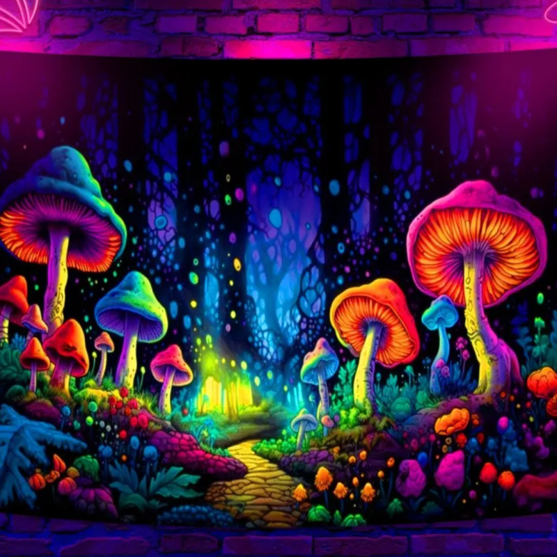 Стенно гоблен от полиестер, правоъгълна форма, модел листа, цифров термален печат, машинно пране