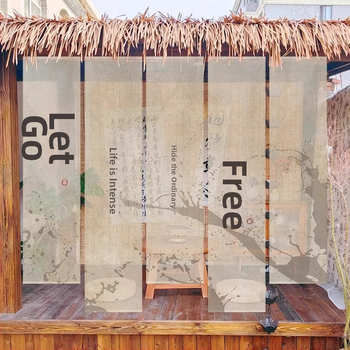 Гоблен завеса за чайна стая, нов китайски стил, полиестерна полупрозрачна тъкан, растителен принт, правоъгълна форма, дигитален термотрансферен печат