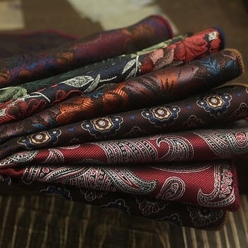 Джобна кърпа за сако, полиестерна материя, модел кешу орехи, сатенено покритие, модерен стил, стандартна ширина