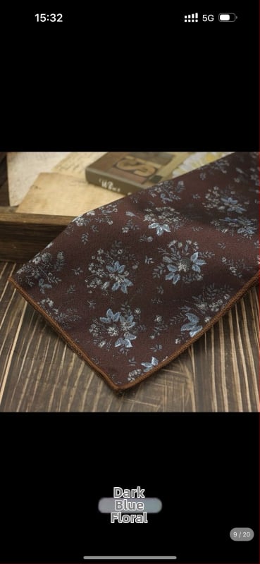 Джобна кърпа за сако, полиестерна материя, модел кешу орехи, сатенено покритие, модерен стил, стандартна ширина