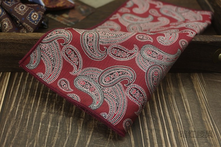 Джобна кърпа за сако, полиестерна материя, модел кешу орехи, сатенено покритие, модерен стил, стандартна ширина