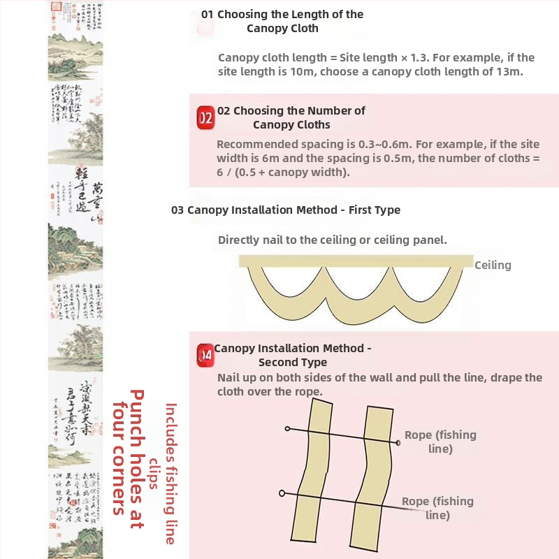 Гоблен: дизайн с китайския стил на калиграфска тушена картина; материал: химическо влакно; съдържание на памук 30–40%; подходящ за дневна