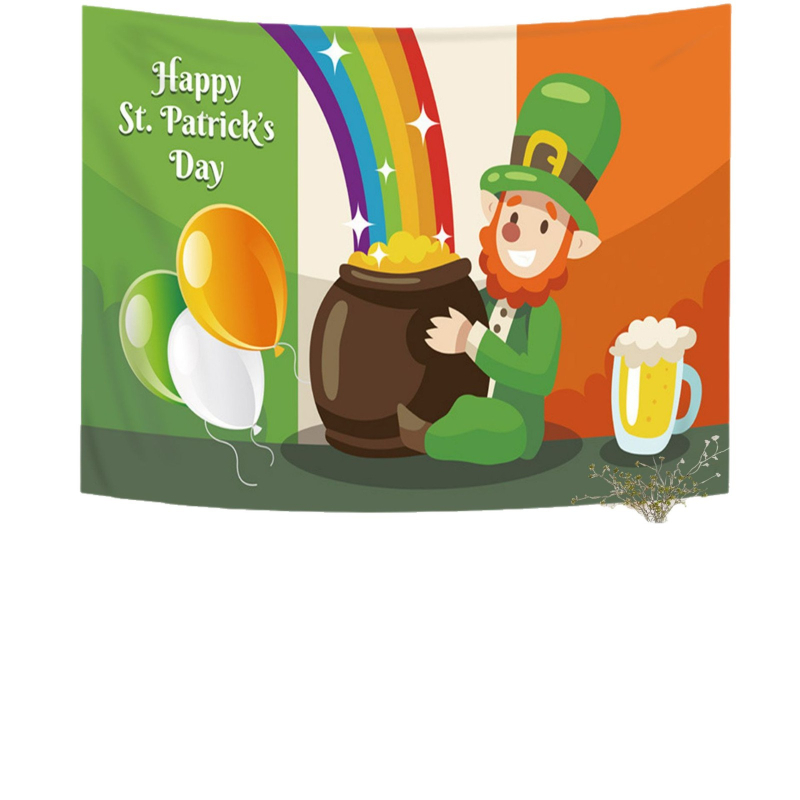 Poliészter falikép Szent Patrik napra: téglalap alakú, digitális hőtranszfer, karikatúra minta, nappaliba, hálószobába, étterembe és kereskedelmi terekbe alkalmas