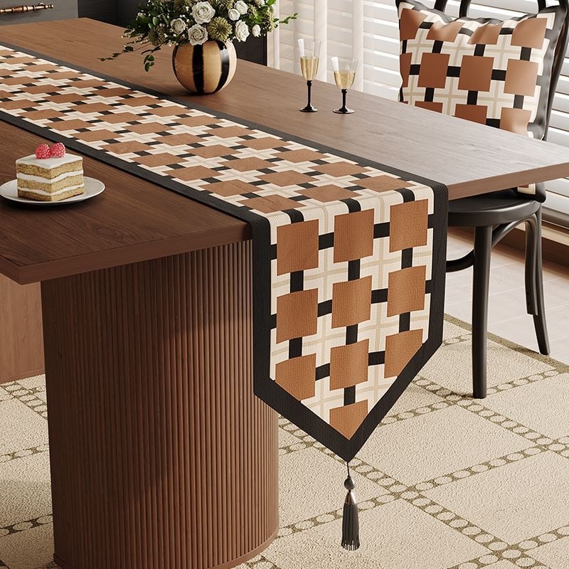 Ameerika stiilis laua jooksja taime-lillemustriga, polüester-lina segu, elutoa keskne dekoratsioon