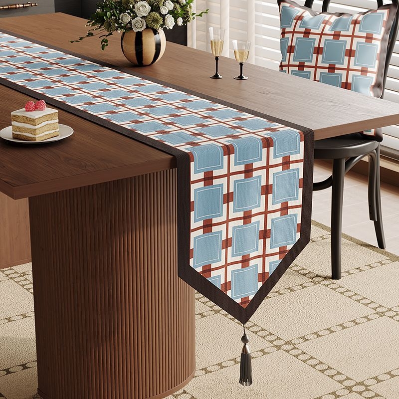 Ameerika stiilis laua jooksja taime-lillemustriga, polüester-lina segu, elutoa keskne dekoratsioon