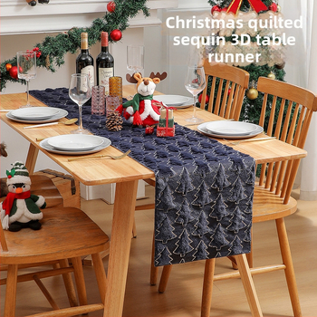 Jõulude laua lipp, plüüsist tikitud lillemustriga