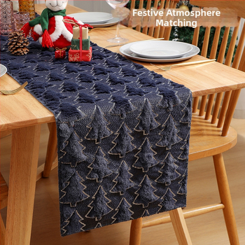 Jõulude laua lipp, plüüsist tikitud lillemustriga