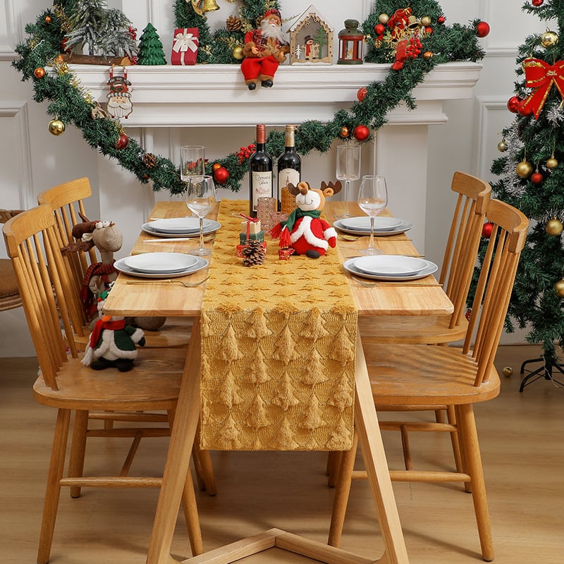 Jõulude laua lipp, plüüsist tikitud lillemustriga