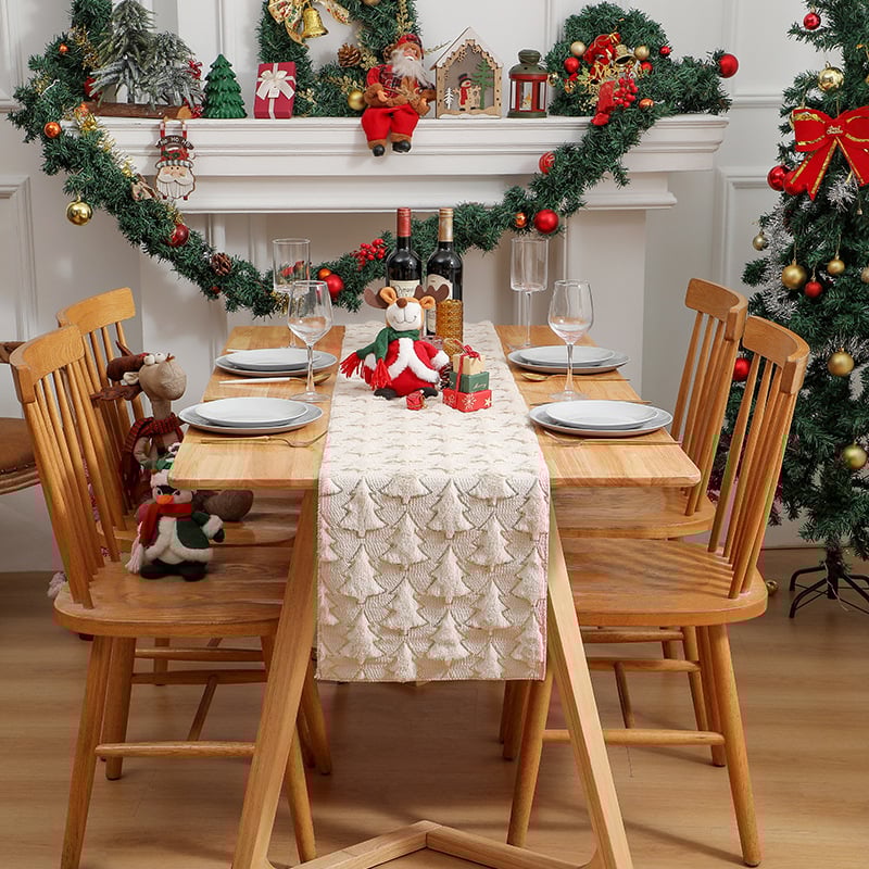 Jõulude laua lipp, plüüsist tikitud lillemustriga