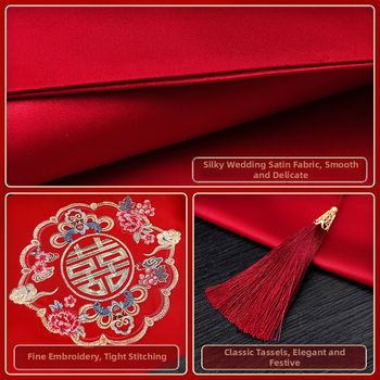 Kāzu galda pārklājs kafijas galdiņam ar pūtīšu izšuvumu dvīņu laimes motīvam, TV skapja pārsegs, iepakots PP somā