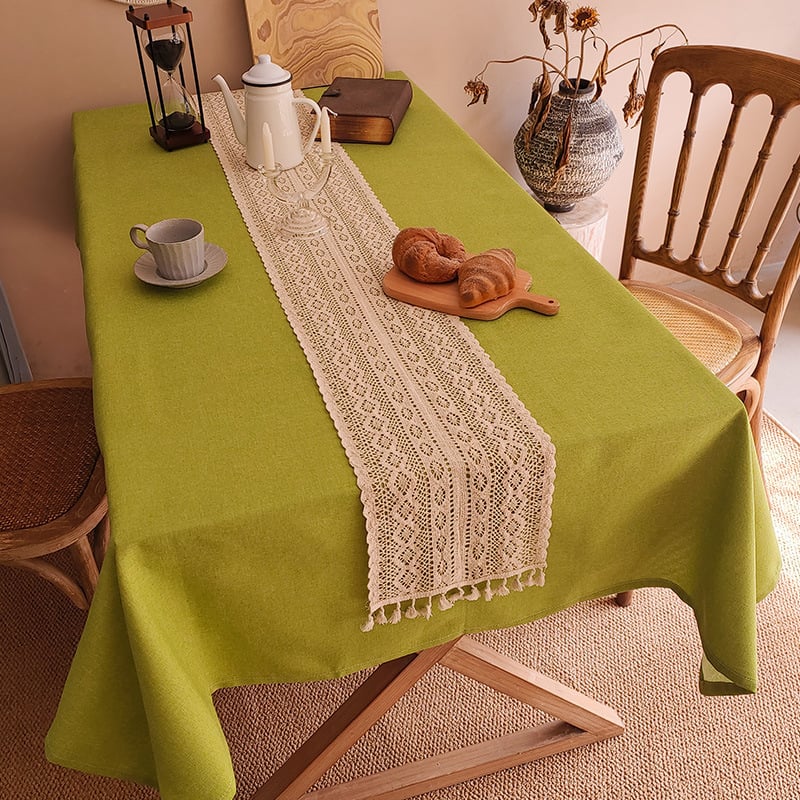 Puuvillast-linane laudlina lillekirjetega, 90% puuvill, 10% polüester, bränd Diai, sobib magamistuppa, tööruumi ja söögitoa jaoks