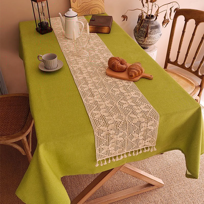 Puuvillast-linane laudlina lillekirjetega, 90% puuvill, 10% polüester, bränd Diai, sobib magamistuppa, tööruumi ja söögitoa jaoks